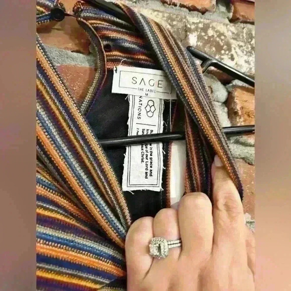 Sage The Label What U Gonna Do Striped Turtle Neck Mini Dress Size M - Picture 8 of 10